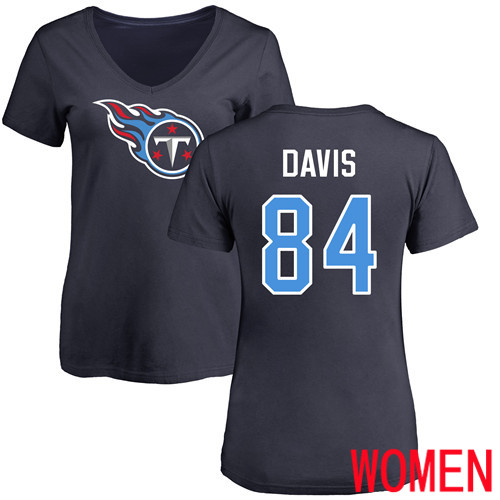 Tennessee Titans Navy Blue Women Corey Davis Name and Number Logo NFL Football #84 T Shirt->nfl t-shirts->Sports Accessory